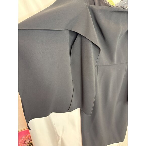 Roland Mouret Black Romolo Cape Sleeve Midi Dress NWT - Size 8 - Picture 12 of 14